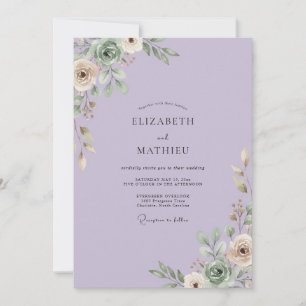 Invitation Mariage Eucalyptus au feuillage lilas pâle