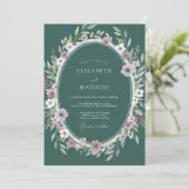 Invitation Mariage Eucalyptus au feuillage lilas sarcelle (Debout devant)