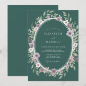 Invitation Mariage Eucalyptus au feuillage lilas sarcelle (Devant / Derrière)
