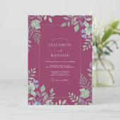 Invitation Mariage Eucalyptus au Feuillage Magenta (Debout devant)