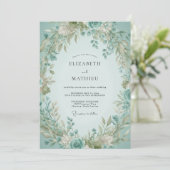 Invitation Mariage Eucalyptus au Feuillage Mousse de Mer (Debout devant)
