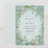 Invitation Mariage Eucalyptus au Feuillage Mousse de Mer (Devant / Derrière)