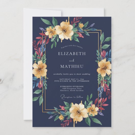 Invitation Mariage Eucalyptus au feuillage ocre de minuit (Devant)