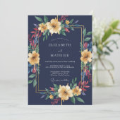 Invitation Mariage Eucalyptus au feuillage ocre de minuit (Debout devant)
