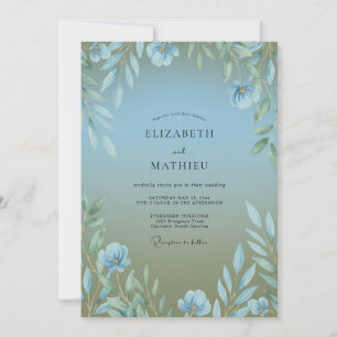 Invitation Mariage Eucalyptus au Feuillage Olive Azur