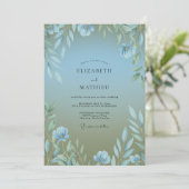 Invitation Mariage Eucalyptus au Feuillage Olive Azur (Debout devant)