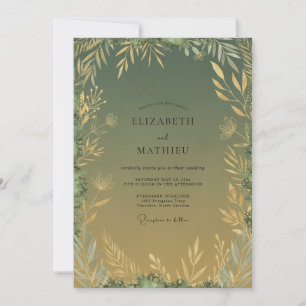Invitation Mariage Eucalyptus au Feuillage Or Olive
