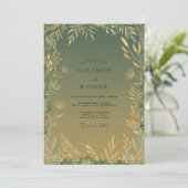 Invitation Mariage Eucalyptus au Feuillage Or Olive (Debout devant)