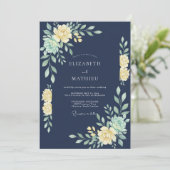 Invitation Mariage Eucalyptus au feuillage papillon indigo (Debout devant)