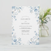 Invitation Mariage Eucalyptus au Feuillage Pervenche (Debout devant)