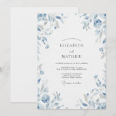Invitation Mariage Eucalyptus au Feuillage Pervenche (Devant / Derrière)