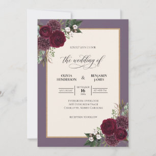 Invitation Mariage Eucalyptus au Feuillage Pourpre Vin