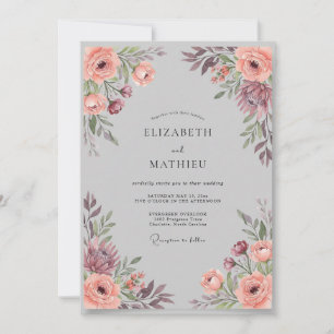 Invitation Mariage Eucalyptus au feuillage prune poussiéreux