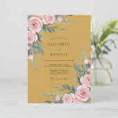 Invitation Mariage Eucalyptus au Feuillage Rose Doré (Debout devant)