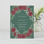 Invitation Mariage Eucalyptus au Feuillage Rubis Sarcelle (Debout devant)