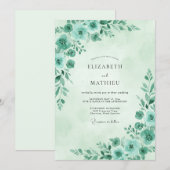 Invitation Mariage Eucalyptus au feuillage sarcelle écume de (Devant / Derrière)