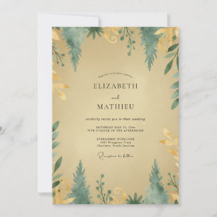 Invitation Mariage Eucalyptus au feuillage sarcelle et ocre