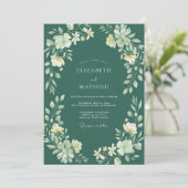 Invitation Mariage Eucalyptus au feuillage sarcelle foncé (Debout devant)