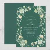 Invitation Mariage Eucalyptus au feuillage sarcelle foncé (Devant / Derrière)