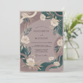 Invitation Mariage Eucalyptus au feuillage sarcelle mauve (Debout devant)