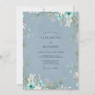 Invitation Mariage Eucalyptus au feuillage sarcelle métallisé