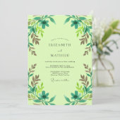 Invitation Mariage Eucalyptus au feuillage sarcelle vert citr (Debout devant)