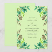 Invitation Mariage Eucalyptus au feuillage sarcelle vert citr (Devant / Derrière)
