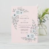 Invitation Mariage Eucalyptus au feuillage Silver Blush (Debout devant)