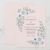 Invitation Mariage Eucalyptus au feuillage Silver Blush (Devant / Derrière)
