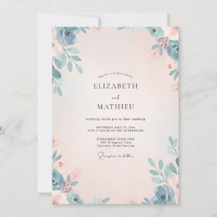 Invitation Mariage Eucalyptus au feuillage Steel Blush