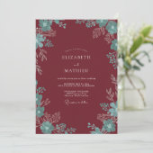 Invitation Mariage Eucalyptus au Feuillage Turquoise (Debout devant)