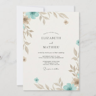 Invitation Mariage Eucalyptus au Feuillage Vert-Bleu Clair et