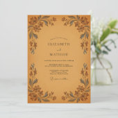 Invitation Mariage Eucalyptus au feuillage vintage ocre (Debout devant)