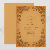 Invitation Mariage Eucalyptus au feuillage vintage ocre (Devant / Derrière)