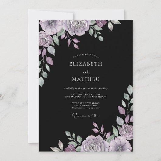 Invitation Mariage Eucalyptus au Feuillage Violet Changeant (Devant)