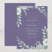 Invitation Mariage Eucalyptus au feuillage violet foncé (Devant / Derrière)