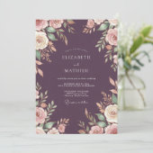 Invitation Mariage Eucalyptus au Feuillage Violet Foncé (Debout devant)