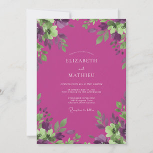Invitation Mariage Eucalyptus au Feuillage Violet Magenta