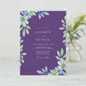 Invitation Mariage Eucalyptus au Feuillage Violet Profond (Debout devant)