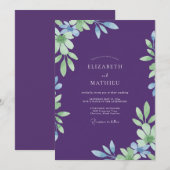 Invitation Mariage Eucalyptus au Feuillage Violet Profond (Devant / Derrière)
