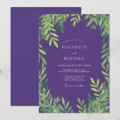 Invitation Mariage Eucalyptus au Feuillage Violet Profond (Devant / Derrière)