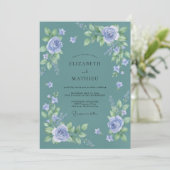 Invitation Mariage Eucalyptus au feuillage violet sarcelle po (Debout devant)