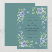 Invitation Mariage Eucalyptus au feuillage violet sarcelle po (Devant / Derrière)