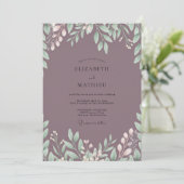 Invitation Mariage Eucalyptus au Plum Éteint (Debout devant)