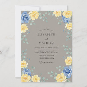 Invitation Mariage Eucalyptus Azur Jaune Côté Mer