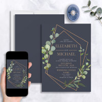Mariage Eucalyptus Bleu Géométrique Cuivre Élégant