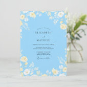 Invitation Mariage Eucalyptus Bleuet Jaune Citron (Debout devant)