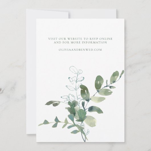 Invitation Mariage Eucalyptus botanique moderne RSVP en ligne (Dos)