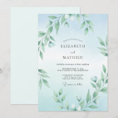 Invitation Mariage Eucalyptus Branche Aqua (Devant / Derrière)