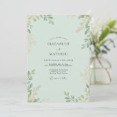 Invitation Mariage Eucalyptus Branche Or Mousse de Mer (Debout devant)